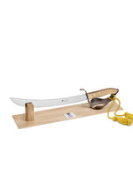 Oak wood Champagne sabre with bronze handle and stand - Claude Dozorme