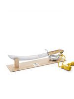 Oak wood Champagne sabre with steel handle and stand - Claude Dozorme