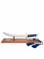 Champagne Sabre Lasalle with blue handle and stand - Claude Dozorme