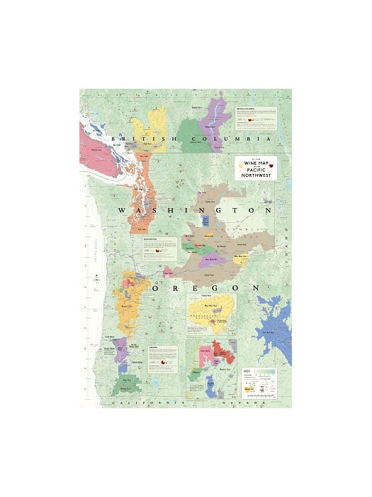 Wine map of the Pacific Northwest - True