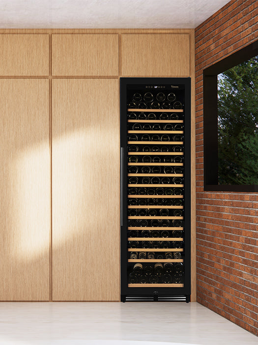 Cellier 174 bouteilles avec porte vitrée Full Glass et 2 zones (Noir)- Vinum