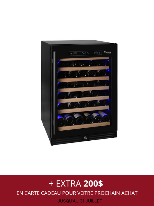 60-bottle wine cellar with full glass door (black) - Vinum