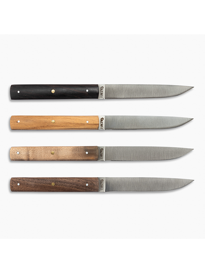 Ensemble de 4 couteaux à steak (bois variés)- Hazaki