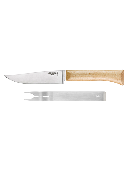 Olive wood cheese knife and fork set - Opinel