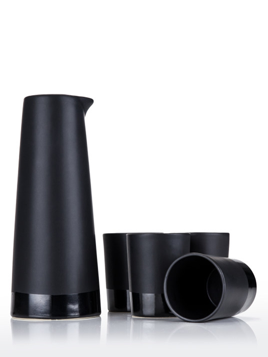 Black Ceramic Sake Set (5 pieces) - Visky