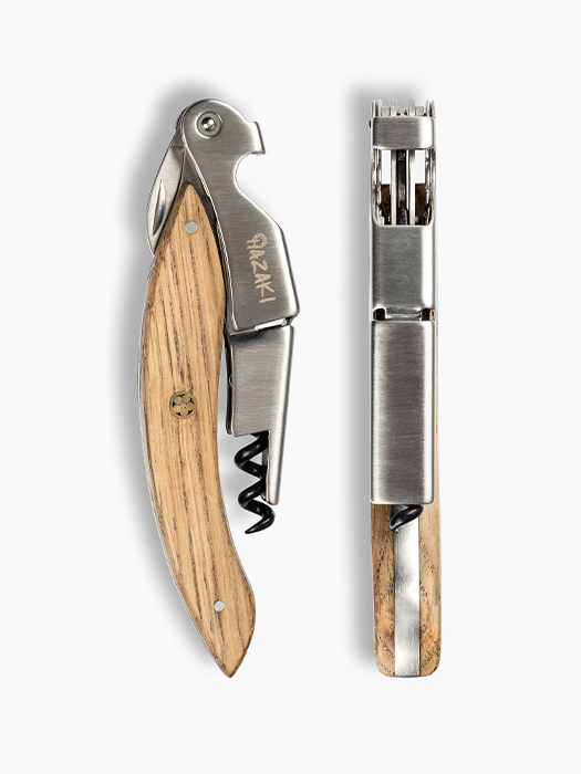 Tire-Bouchon à double levier avec manche en bois- Hazaki