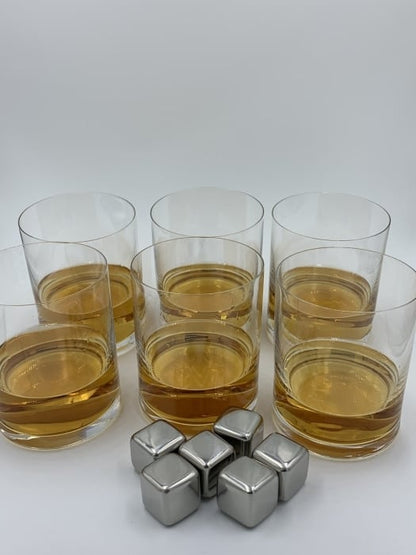 Ensemble de 6 verres à Whisky + 6 glaçons inox